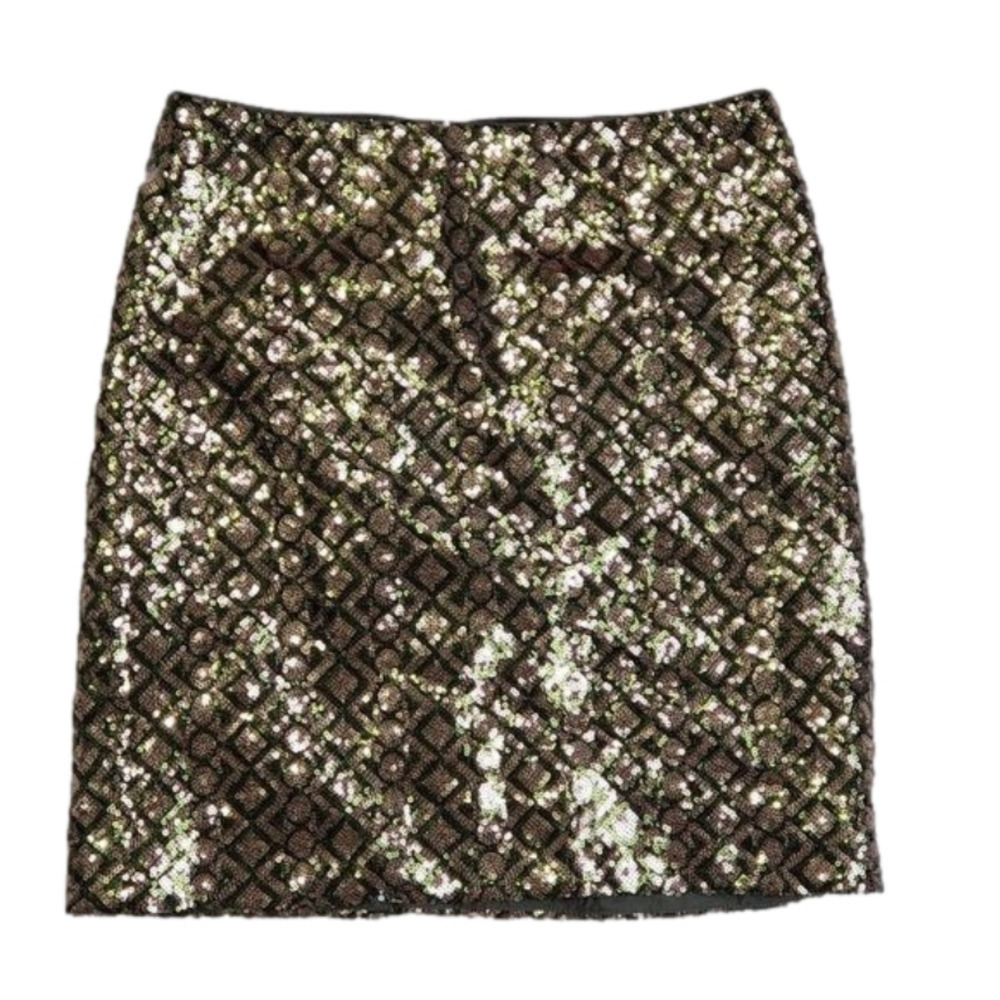 Banana Republic green and gold sequin skirt